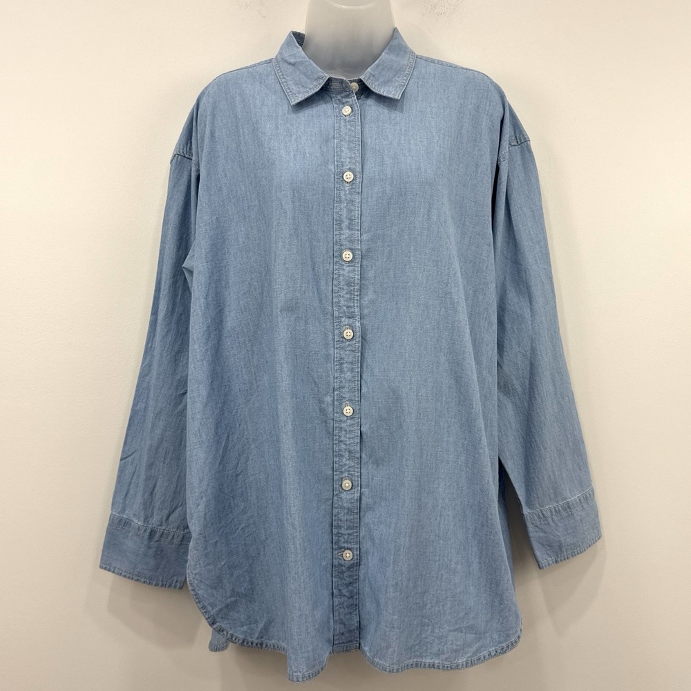 J Crew Relaxed Denim Shirt Women 14 NWT Chambray Country Classic Western Capsule
